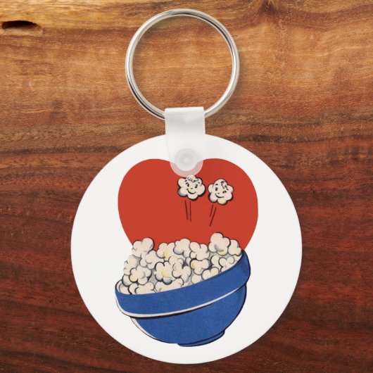 レトロキュートなユーモア、映画のためのポップコーンのボウル！ キーホルダー (裏面)