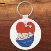 レトロキュートなユーモア、映画のためのポップコーンのボウル！ キーホルダー (正面)