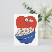 レトロキュートなユーモア、映画のためのポップコーンのボウル！ ポストカード (スタンド正面)