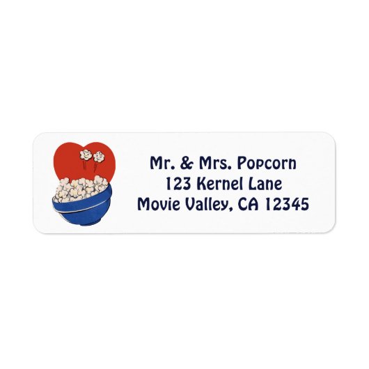 レトロキュートなユーモア、映画のためのポップコーンのボウル！ ラベル (正面)
