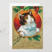 レトロキュートな猫から、あなたにメリークリスマス シーズンカード (正面/裏面)