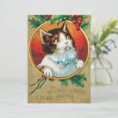 レトロキュートな猫から、あなたにメリークリスマス シーズンカード (スタンド正面)