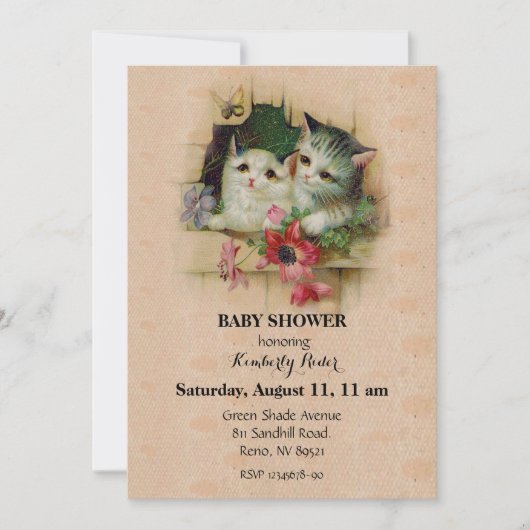 レトロキュートねこ 招待状 (正面)