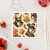 レトロキュートシュナウザーイラストレーション スタンダードカクテルナプキン (インサイチュ)