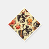 レトロキュートシュナウザーイラストレーション スタンダードカクテルナプキン (角)