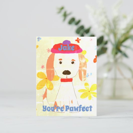レトロキュートスパニエル犬あなたは効果 ポストカード (スタンド正面)