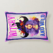 レトロキュートパープルウィッチーハロウィーン アクセントクッション (正面)