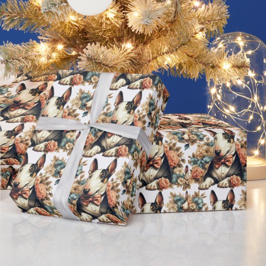 レトロキュートフローラブルテリア ラッピングペーパー (クリスマス)