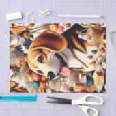 レトロキュートベーグルイラストレーション 薄葉紙 (クラフト)