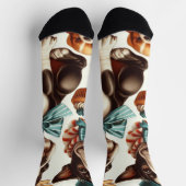 レトロキュートボストンテリアイラストレーション ソックス (上部)