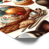 レトロキュートボストンテリアイラストレーション ポスター (角)