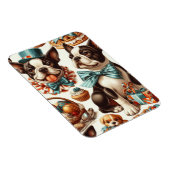 レトロキュートボストンテリアイラストレーション マグネット (右側)