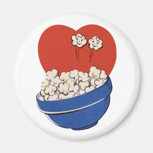 レトロキュートユーモア、映画のお供にポップコーン! マグネット