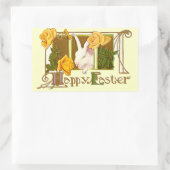 レトロキュート アニマル イースター 長方形シール (バッグ)