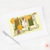 レトロキュート アニマル イースター 長方形シール (封筒)