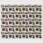 レトロキューブモダンフォト誕生日58thピンクグリーン ラッピングペーパー (フラット)