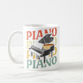 レトロキーボードピアニスト楽器ミュージシャンビンテージ コーヒーマグカップ