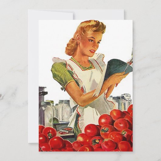 レトロキ忙しッチンホーム缶詰パーティー空白の5x7 招待状 (正面)