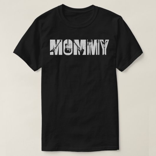 レトロギタリスト母モミギタママザーズデイM Tシャツ (デザイン正面)