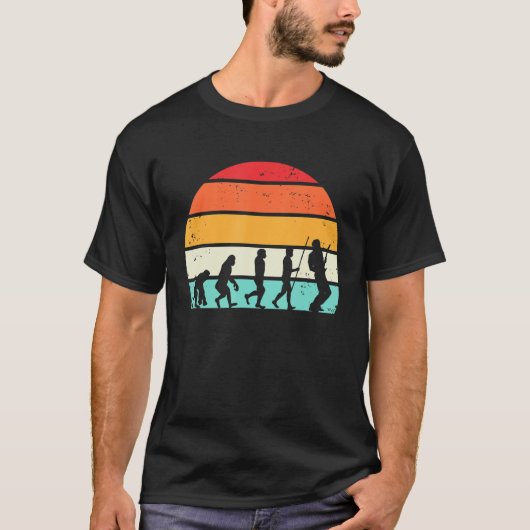 レトロギタリストEvolution Bass Guitar Player Vinta Tシャツ (正面)