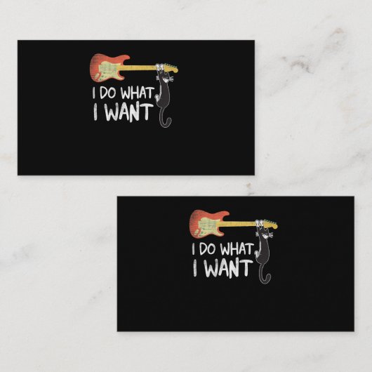 レトロギターと猫好きMeowy私は私が望むようにしている 名刺 (正面/裏面)