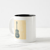 レトロギターのアコースティックミュージック ツートーンマグカップ (正面左)