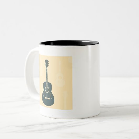 レトロギターのアコースティックミュージック ツートーンマグカップ (正面左)