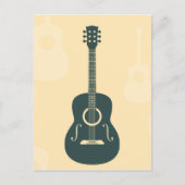 レトロギターのアコースティックミュージック ポストカード (正面)