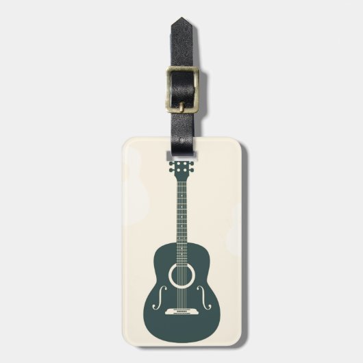 レトロギターのアコースティックミュージック ラゲッジタグ (正面縦)