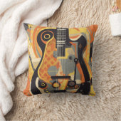 レトロギターイラストレーション枕 クッション (ブランケット)