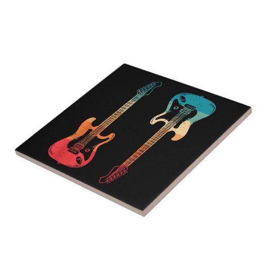 レトロギターギタリストエレクトリックバスギターロックM タイル (側面)