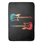 レトロギターギタリストエレクトリックバスギターロックM バスマット (正面縦)
