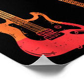 レトロギターギタリストエレクトリックバスギターロックM ポスター (角)