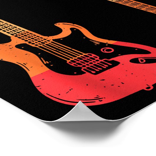 レトロギターギタリストエレクトリックバスギターロックM ポスター (角)
