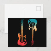 レトロギターギタリストエレクトリックバスギターロックM ポストカード (正面/裏面)