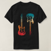 レトロギターギタリストエレクトリックバスギターロックM Tシャツ (デザイン正面)
