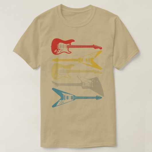 レトロギタープレーヤーヴィンテージギタリストバスベース Tシャツ (デザイン正面)