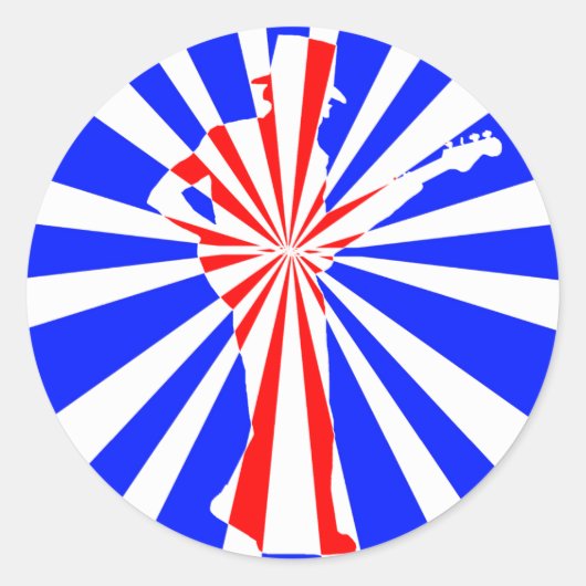 レトロギタープレーヤー ラウンドシール (正面)