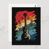 レトロギターミュージカルノートミュージシャンギタリスト ポストカード (正面/裏面)