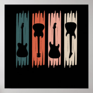 レトロギターミュージックプレーヤーミュージシャンギタリストグラフ ポスター
