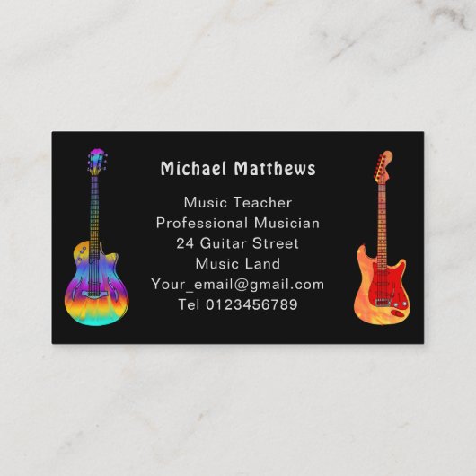 レトロギターミュージック先生カスタム 名刺 (裏面)
