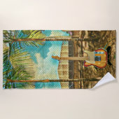 レトロギターラバーギフト ビーチタオル (正面)