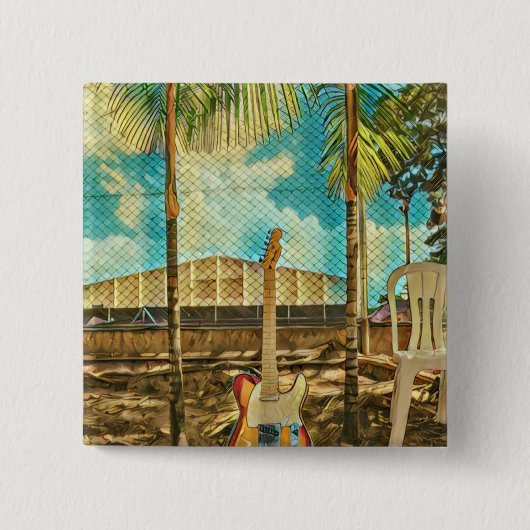 レトロギターラバーギフト 缶バッジ (正面)