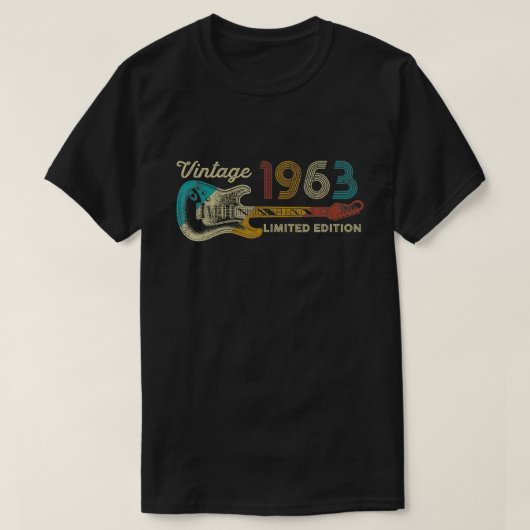 レトロギター60th誕生日ヴィンテージ1963限定Ed Tシャツ (デザイン正面)