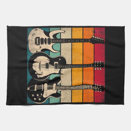 レトロギター キッチンタオル (横)