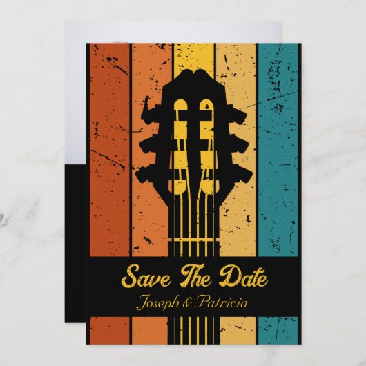 レトロギター ヴィンテージギター save the date 招待状 (正面/裏面)