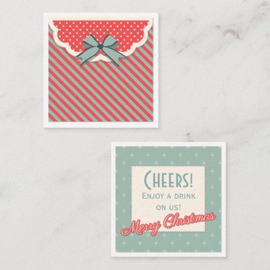 レトロギフトクリスマスパーティー無料飲料券 スクエア名刺 (正面/裏面)