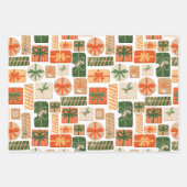 レトロギフトボックスパターンかわいいホリデークリスマス ラッピングペーパーシート (正面)