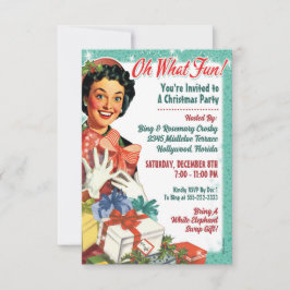 レトロギャルクリスマスパーティー招待状 – ああ何おもしろい! 招待状