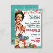 レトロギャルクリスマスパーティー招待状 – ああ何おもしろい! 招待状 (正面/裏面)
